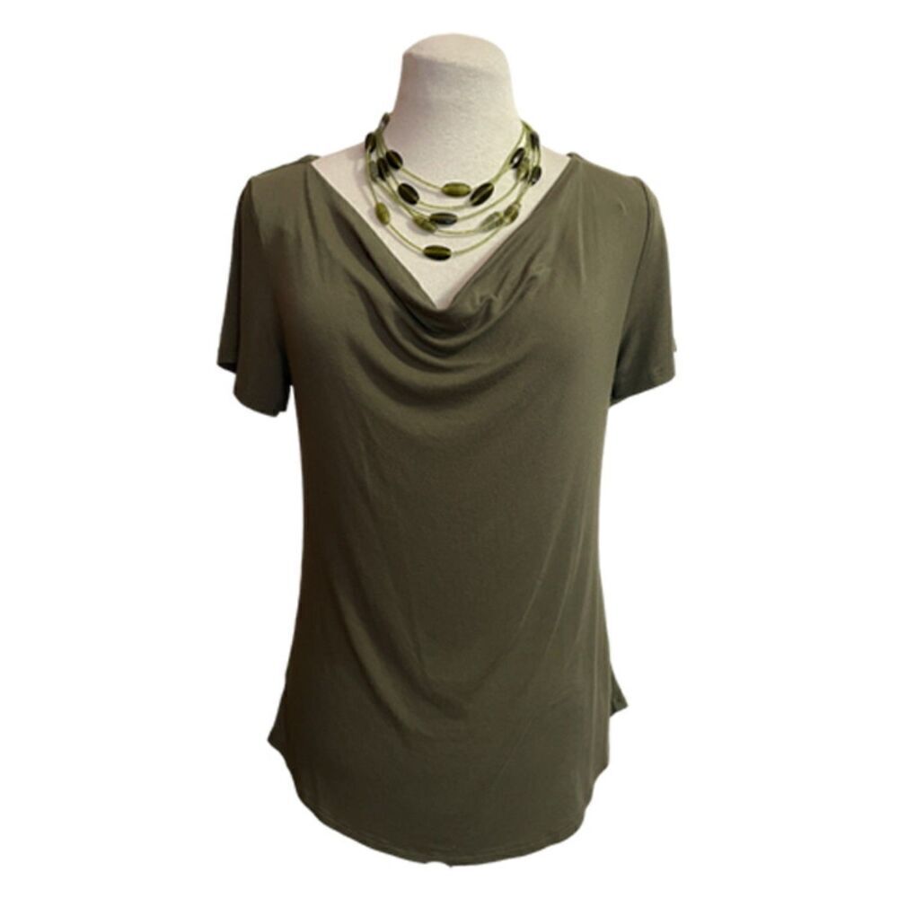 Cato Vintage 90's Drape Front Short Sleeve Green Top Size XS
